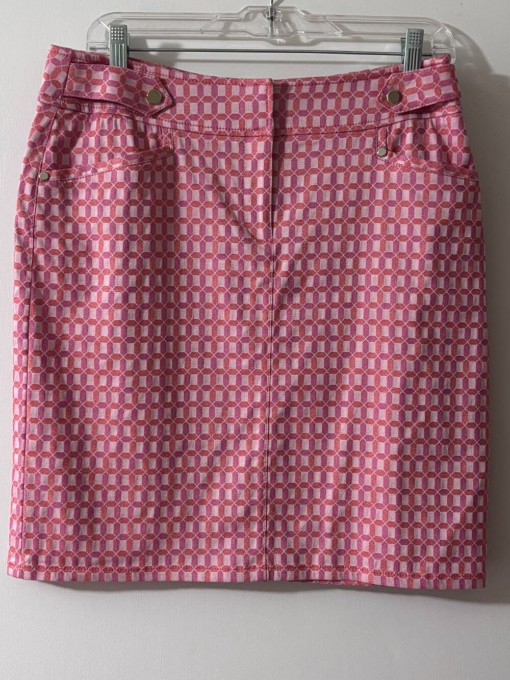 Etcetera Pink Geo Print A-Line Pencil Skirt Size 6